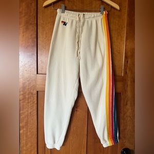 Aviator Nation Womens 5-Stripe Sweatpants - Vintage White. Size XS